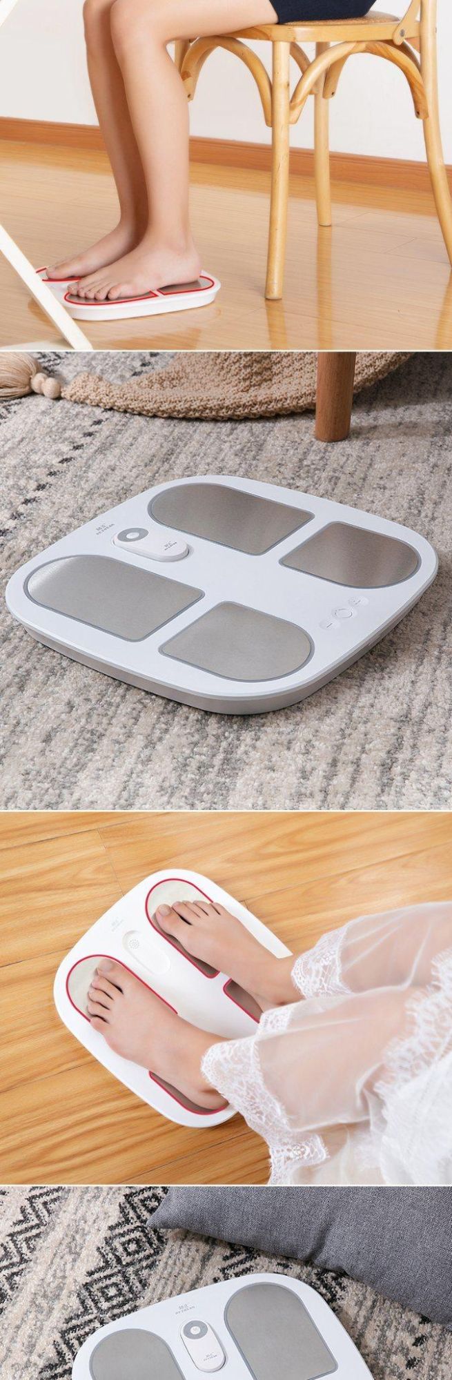 New Mini Body Foot Warm Massage Machine Healthy Effective Electric Shiatsu EMS Pulse Heating Foot Massager with Holographic Screen