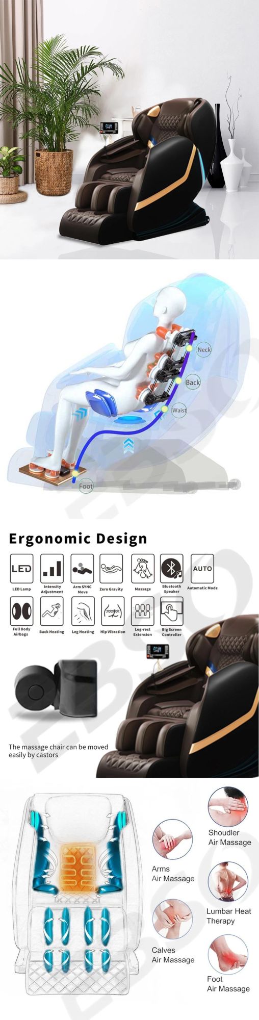 Full Body Leather Latest Luxury Sofa Cheap Price Zero Gravity Furniture Massage Chair