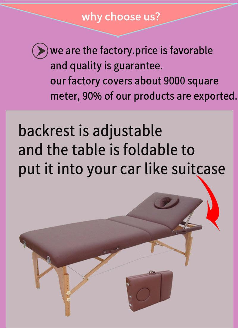 Portable Wooden Massage Table with Adjustable Backrest (MT-009-2)