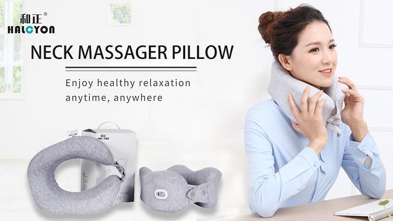 Electric U Shape Battery Operated Massage Pillow Vibration Reading Memory Foam Car Travel Neck Pillow