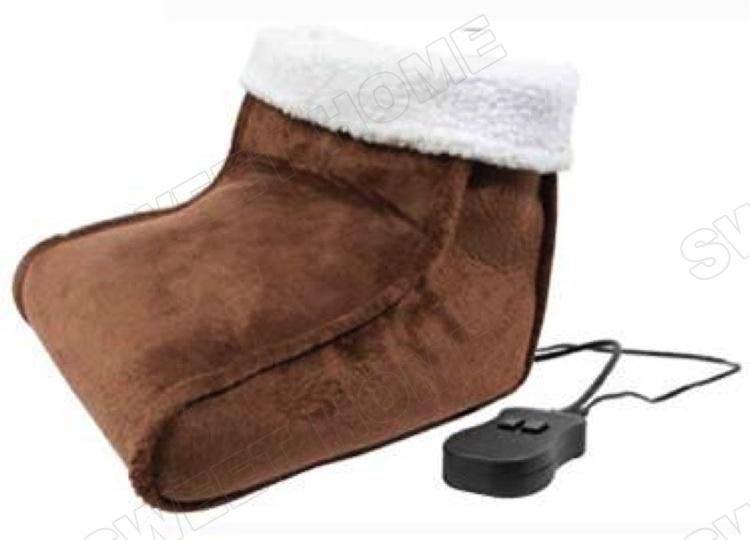 Electric Vibration and Heating Feet Warmer Fleece Thermal Foot Massage Shoes