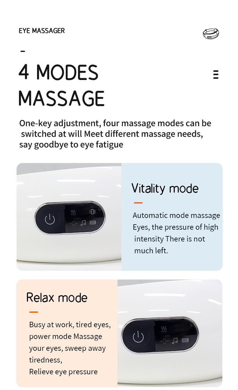 2022 Vibration Warm Heat Wireless Eye Massager with Air Pressure 3D Eye Relax Massager Therapy Acupressure