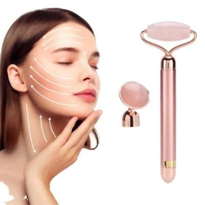 Rose Quartz 5 in 1 Electric Vibrating Jade Facial Roller Electric Facial Jade Roller Vibrating