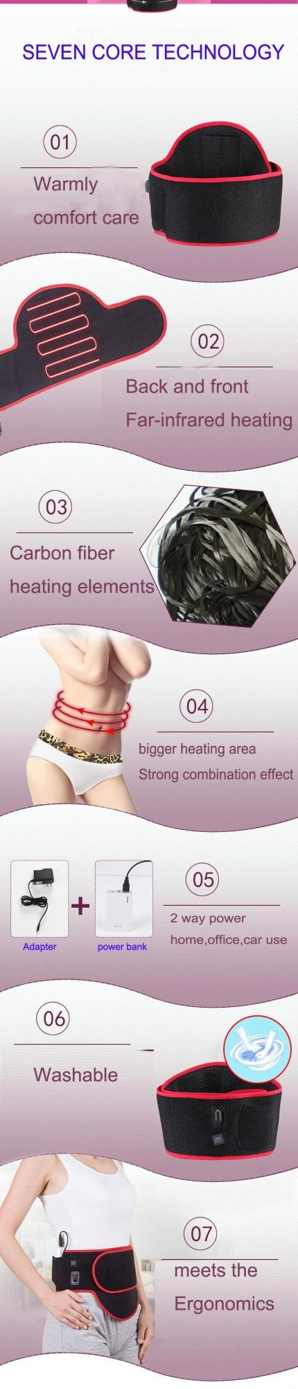 Wholesale Quality Heating Waist Belt Winter Outdoor Keep Warm For Women Back Pain Adjustable Portable Heated Waist Belt