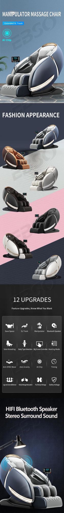 Jare A107 Hot Sales Factory Price OEM ODM Electric Zero Gravity Beauty SL Track Heating Speaker Full Body Massage Chair