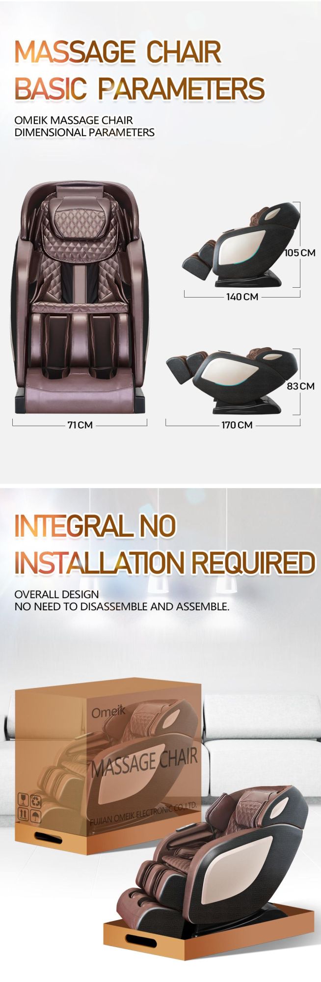 Omeik New Model Advanced Home Use Zero Gravity SL-Track Massage Chair