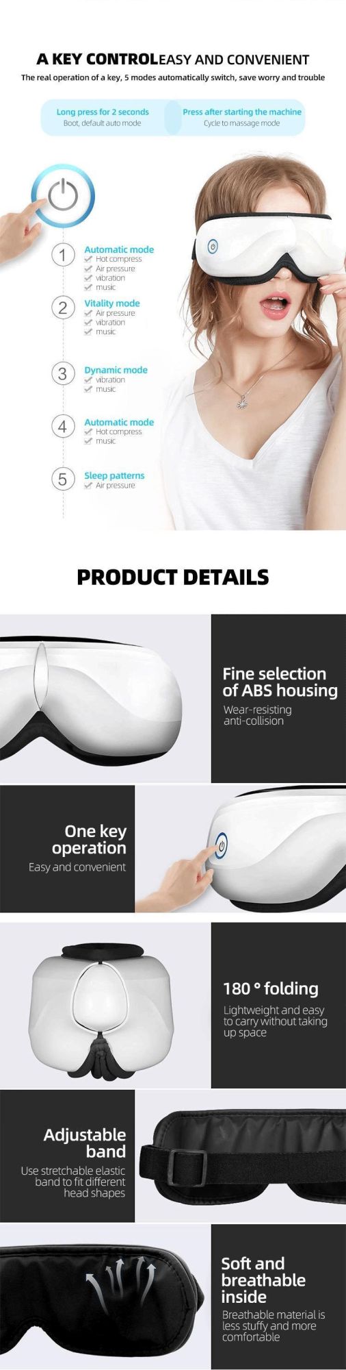 Multifunction Smart Eye Massager Electric Wireless Music Eye Massager with Music