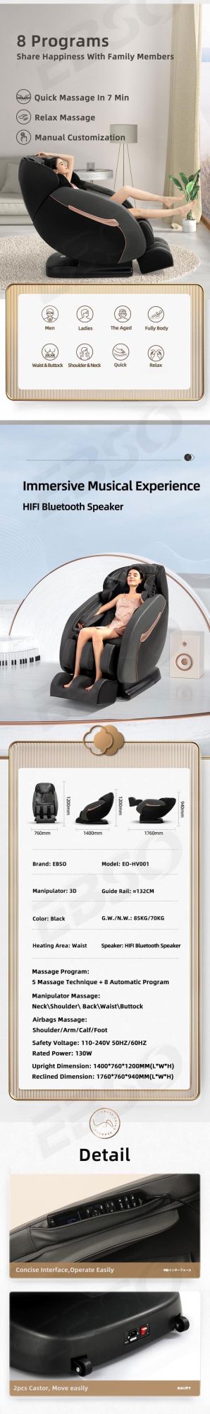 2021 New Design 4D Massage Chair Foot SPA Massage Seat Zero Gravity Massage Chair