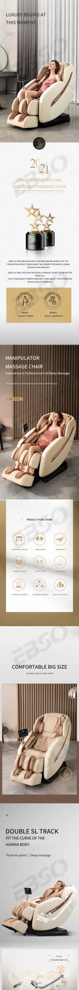 2021 New Design Automatic Full Body Zero Gravity Shiatsu Recliner Electric Massage Chair 4D with Speaker Music Speaker