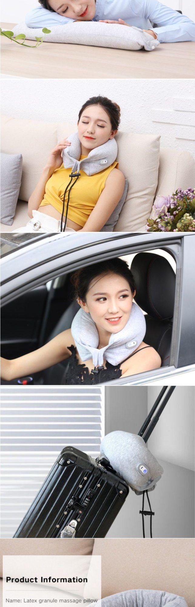 Hot Selling Long Natural Latex Pillow Foam Pillow Neck Pillow for Office, Home, Travelling