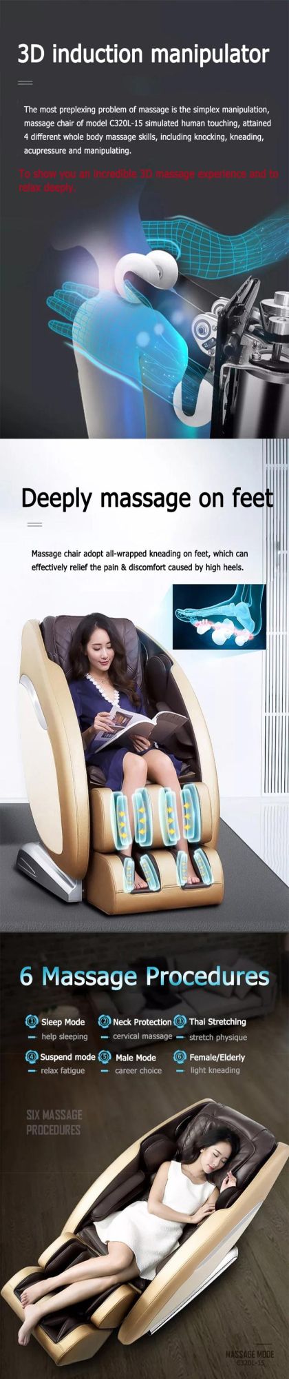 Luxury Lengthen SL Track Whole Body Medical Zero Gravity Massage Chair