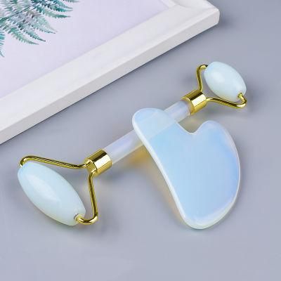 Hot Selling Guasha Board White Quartz Natural Stone Face Neck Massager Guasha Jade Roller