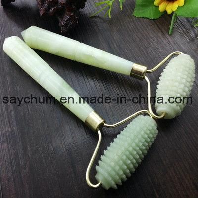 Custom Logo Natural Facial Beauty Massage Tool Jade Roller Face Thin Massager