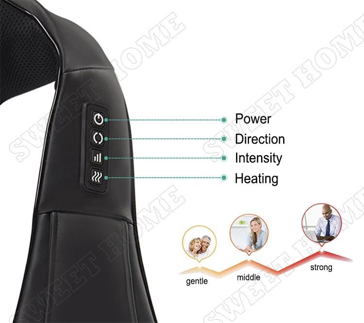 Electric Body Shiatsu Massage Belt Neck and Shoulder Personal Massager with Kneading Roller and Heating