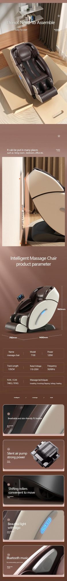 Sauron T100 2022 Commercial Massager Chairs Zero Gravity Recliner Eelectronic Massage Chair