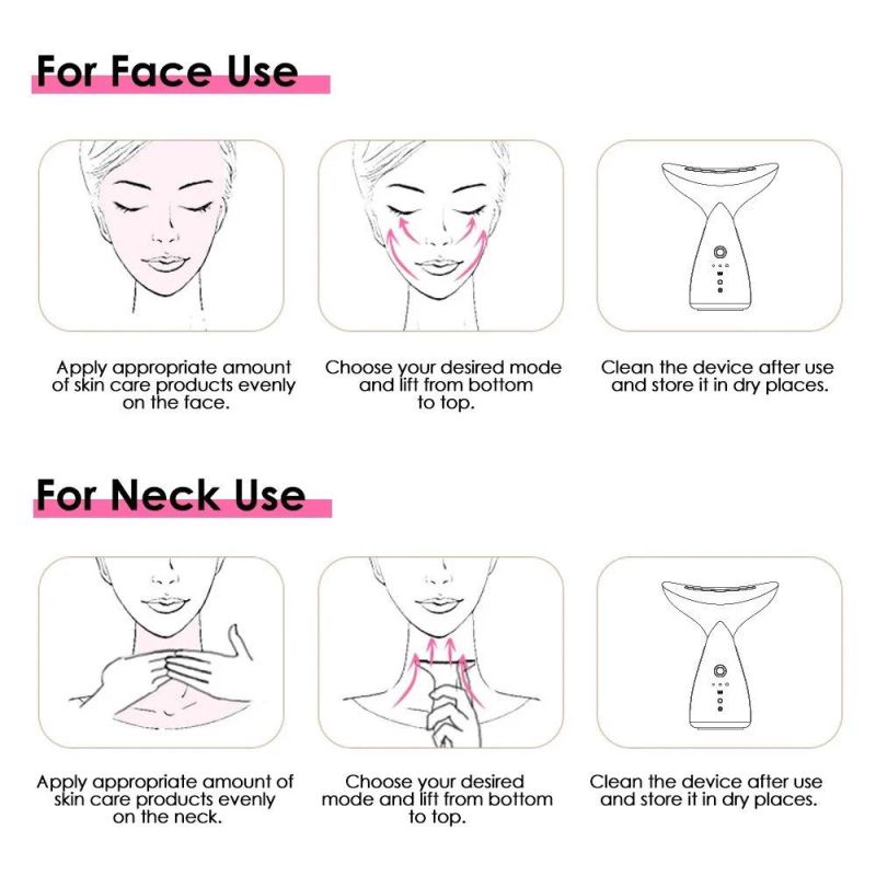 2022 New Arrival Facial Massager LED Therapy EMS Massage High Frequency Vibration Neck Lift Face Massager