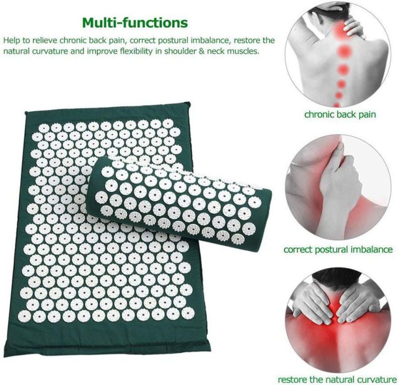 Acupressure Mat Head Neck Back Foot Massage Cushion Pillow Yoga Spike Mat Anti-Stress Acupuncture Pad Needle Massager