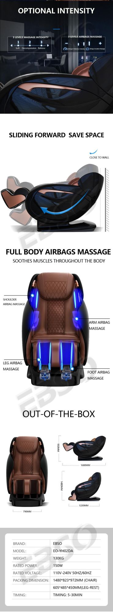 Newest 4D Zero Gravity Full Body Touch Screen Remote Tablet Sofa Massage Chair