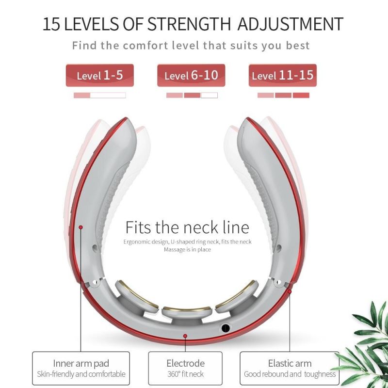 Tech Love Neck Massager Intelligent Neck Massager with Heat Electric Pulse for Neck Massage with 6 Modes 16 Levels Intensity for Home, Office, Outdoor and Gift