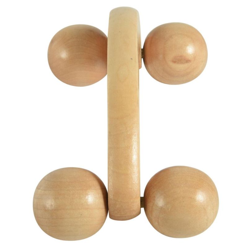 4 Wheel Body Cellulite Massager Hand Roller Wooden Body Massager