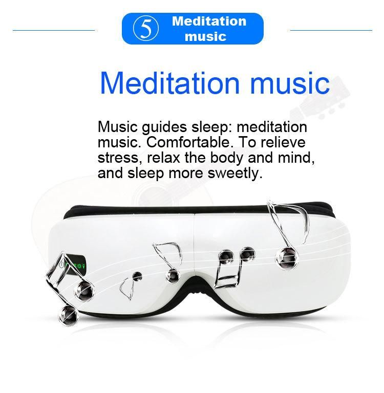 High Frequency Vibrating Warm Heated Air Pressure Wireless Vibrative Eye Massager with Music