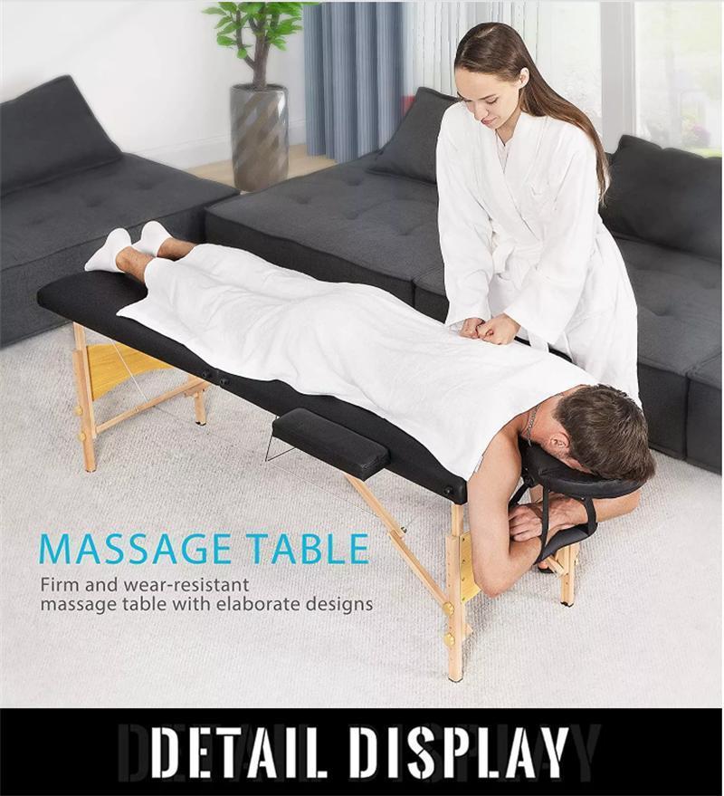 Adjustable Folding Massage Bed with 3 Sections Wooden Frame