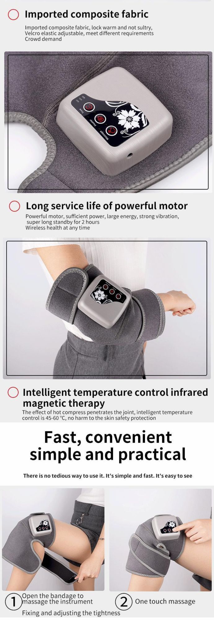 Heat and Massager Brace for Knee, Heat Knee Brace Wrap Massager