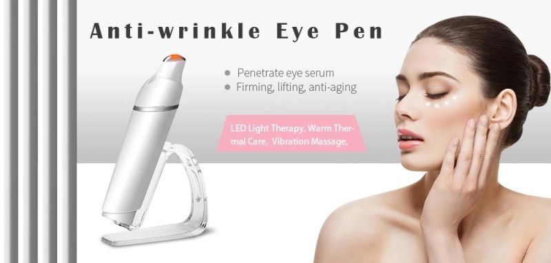 Portable Vibration Ultrasonic Mini Eye Massager Pen with LED and Heating Function