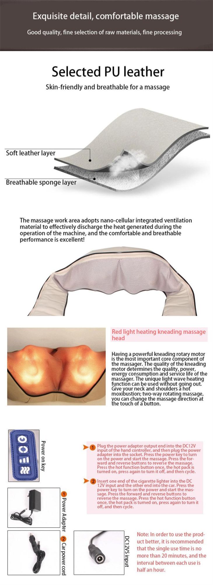 Neck and Shoulder Kneading Shiatsu Massager with Heating