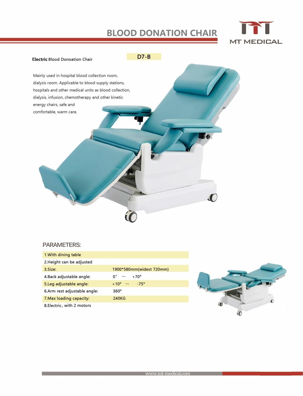 Mt Medical High Quality Electric Operating Motor Blood Donation Chair with Armrest and Hand Control