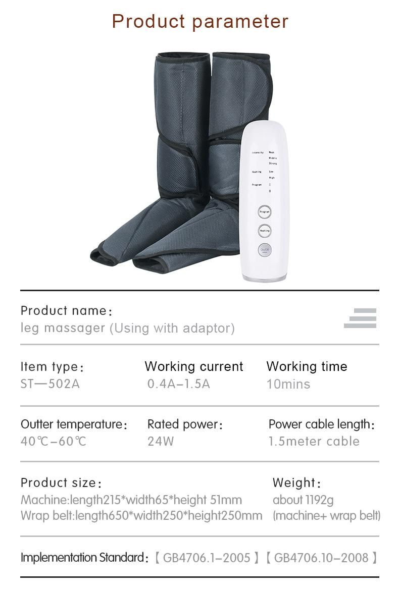 3 Modes 6 Intensities with Heating Air Bag Compression Pressure Foot and Calf Massager