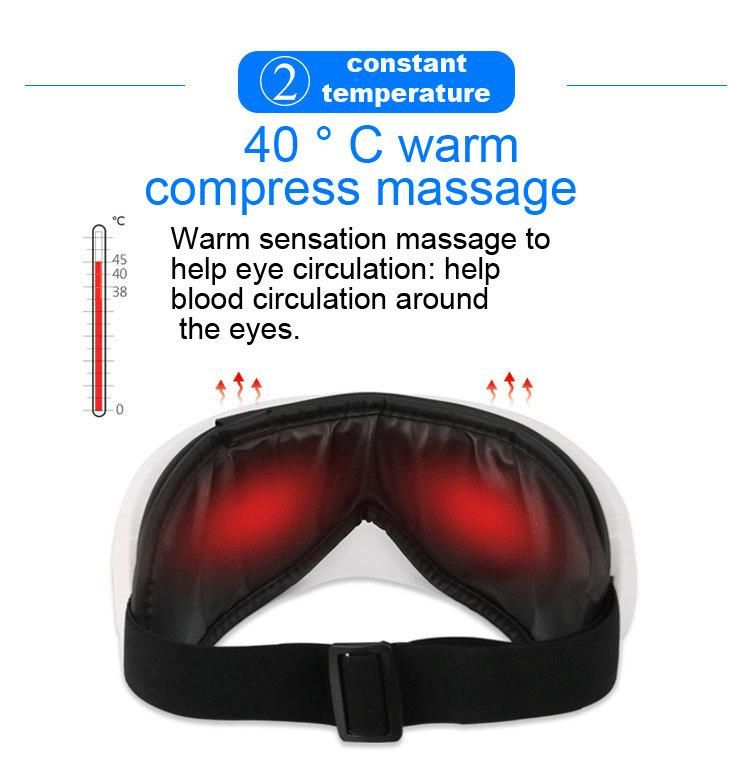 High Frequency Vibrating Warm Heated Air Pressure Wireless Vibrative Eye Massager with Music