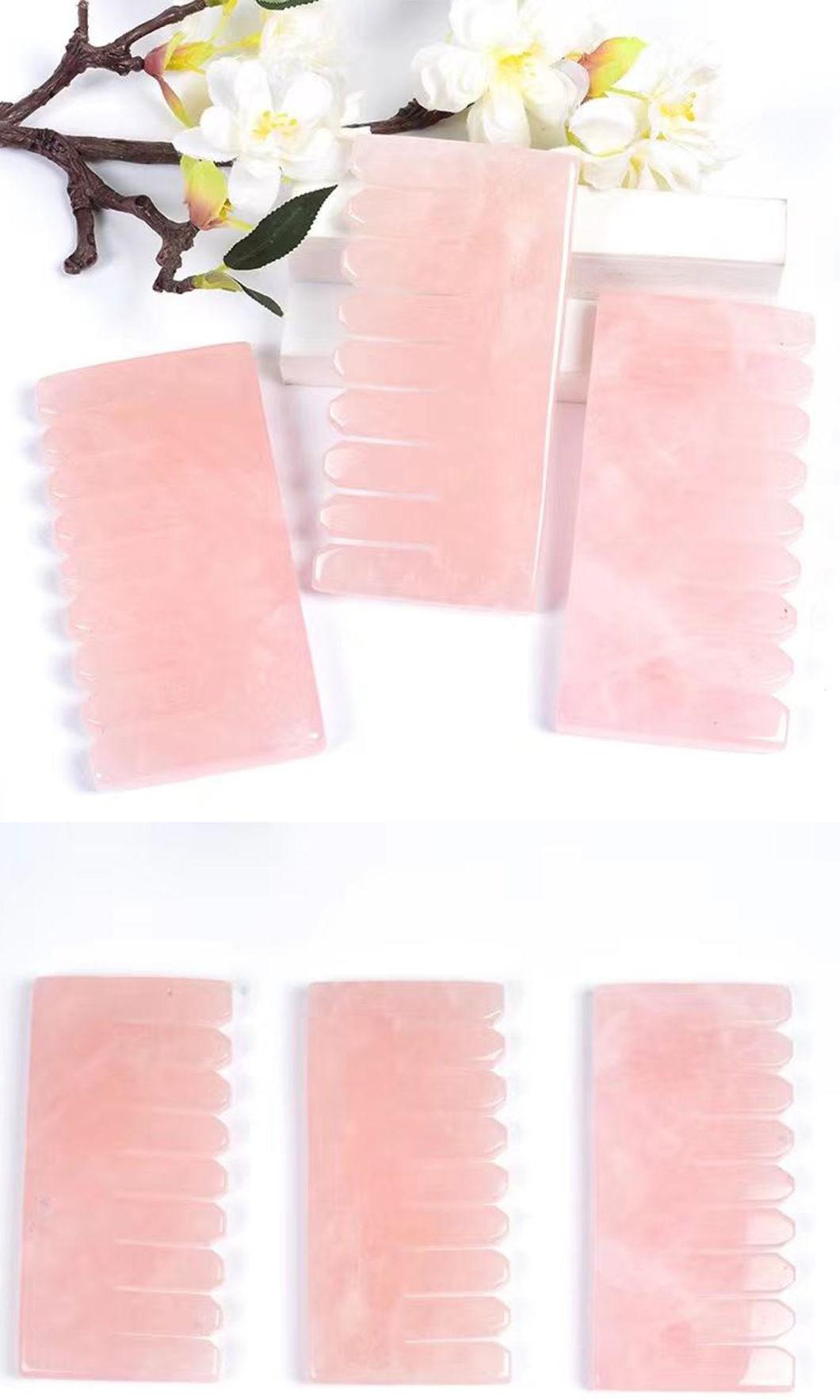 Custom Large Gem Gua Sha Tool Face Massage Packaging Stein Facial Neck Massage Board Jade Gua Sha Big V Comb