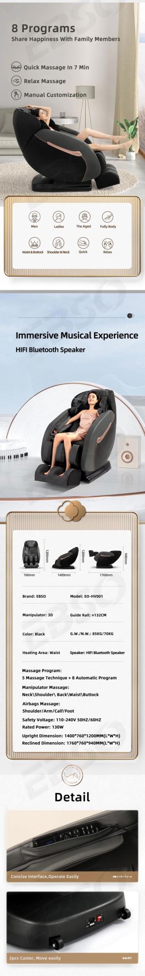 New Design Multifunction Zero Gravity Massage Chair