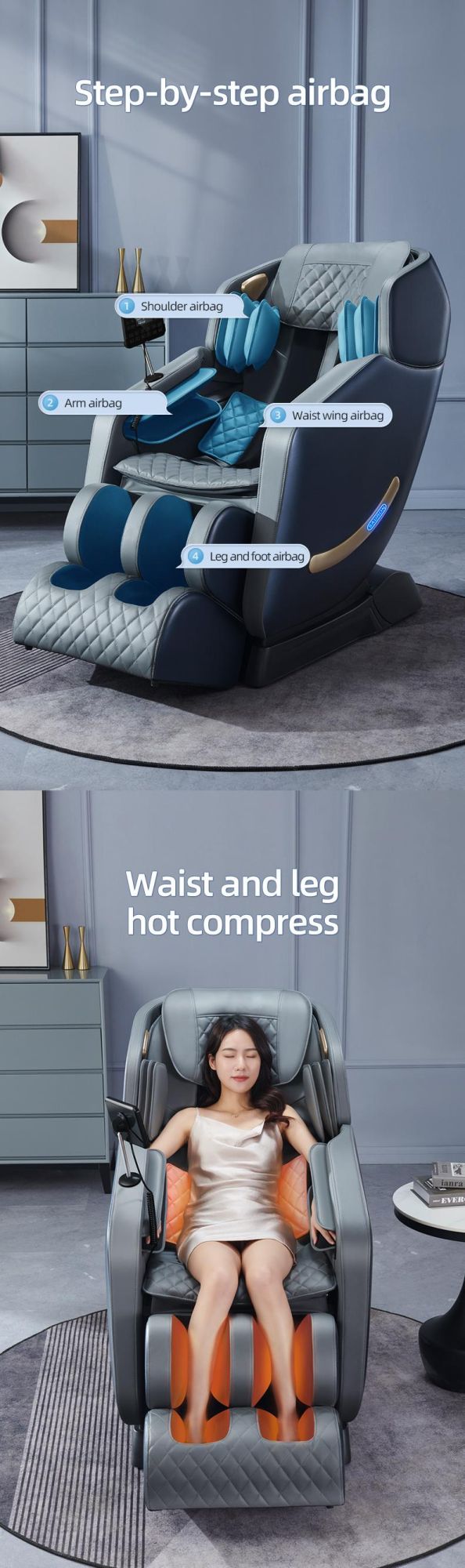 Sauron E300 Ai Smart Long Track SL Neck Back Body Massager PU Leather Massage Chair with 0 Gravity Recliner