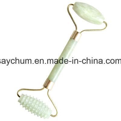 100% Natural Jade Facial Massage Roller Anti Wrinkle Thin Face Beauty Bar Stick Face Slimming Wheel Body Massage