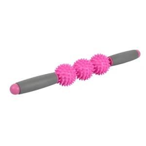 Custom Size Logo Factory High Quality Fitness Relax Handle Tools 3 Balls Body Muscle Muscle Point Massage Roller Stick