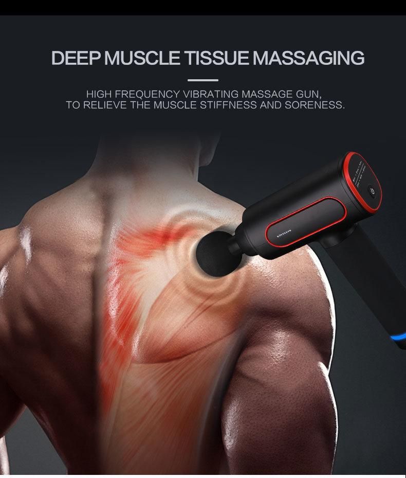 New Design Muscle Massage Gun Body Muscle Therapy Fascia Massage Gun with 6 Gears Intensity and Brushless Motor Massage Gun