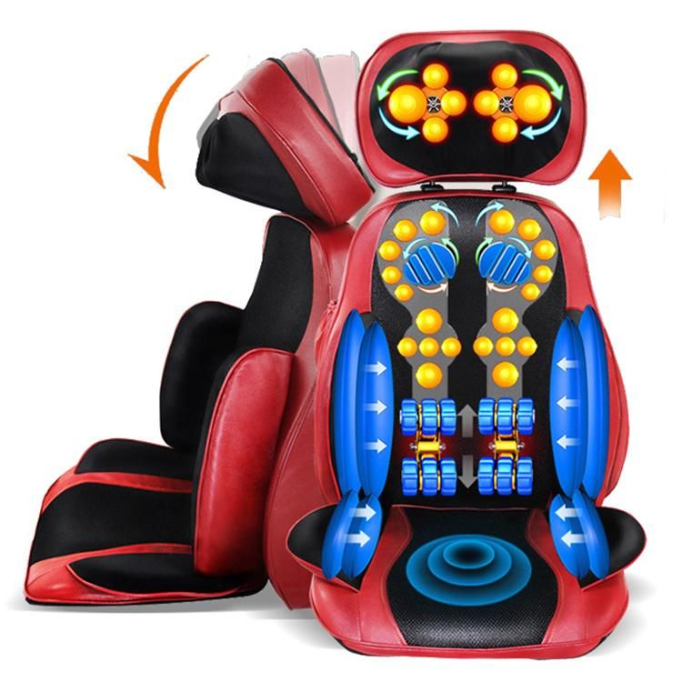 Deluxe Advanced Electric Air Compression 3D Shiatsu Neck Back and Buttocks Massage Cushion with Kneading Rollers