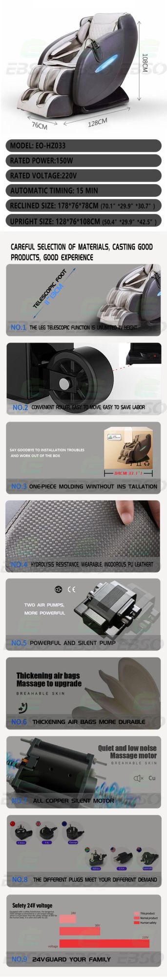 Latest Massage Chair 2022 Zero Gravity Full Body Massage Chair Decompression