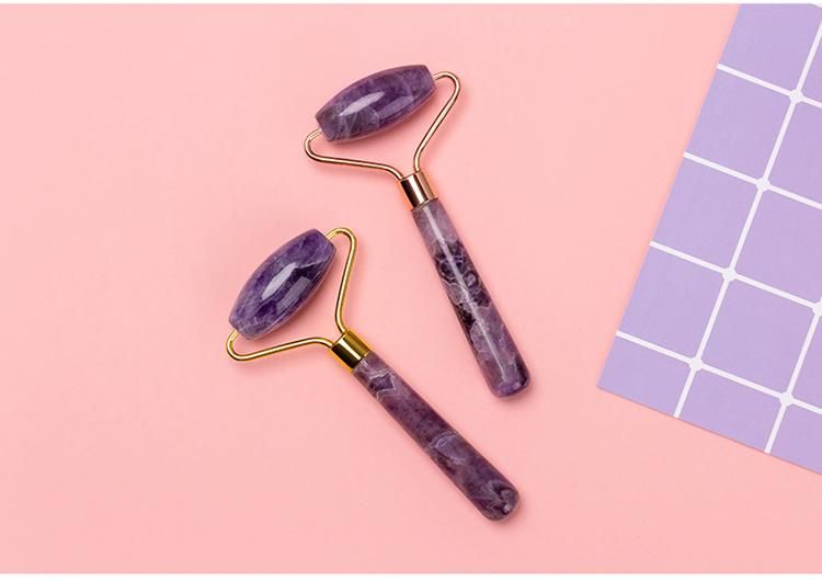 Hot Sale OEM High Quality Natural Amethyst Jade Roller Facial Massager