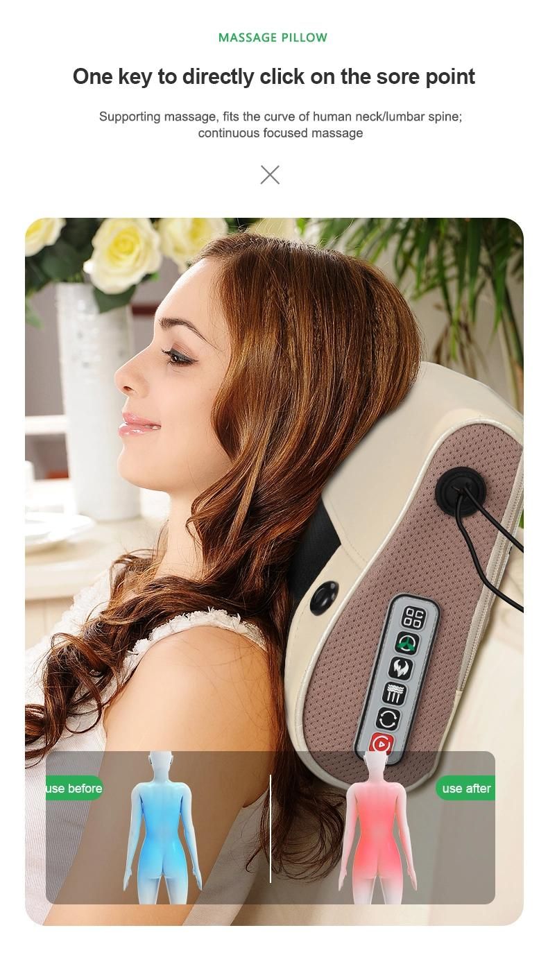 Ningde Crius C-M1 2 in 1 Shiatsu Head Shoulder Back Neck Shiatsu Vibrator Infrared Neck Soft Support Travel Massage Pillow