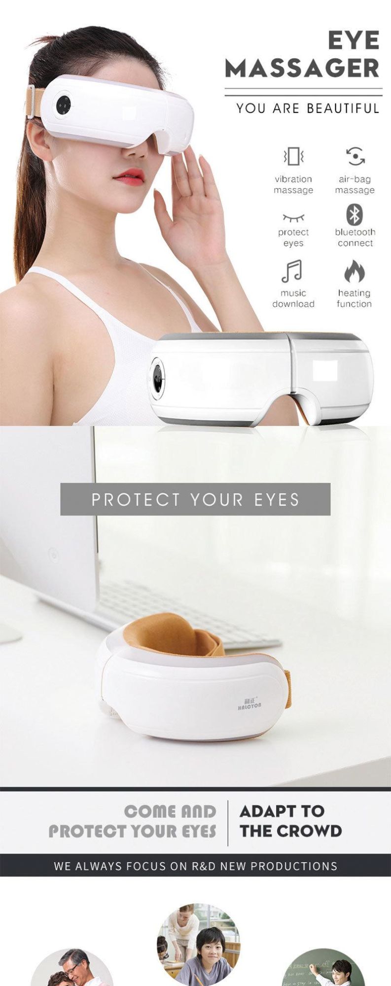 Air Pressure Eye Care Massager with Heating and Vibrating