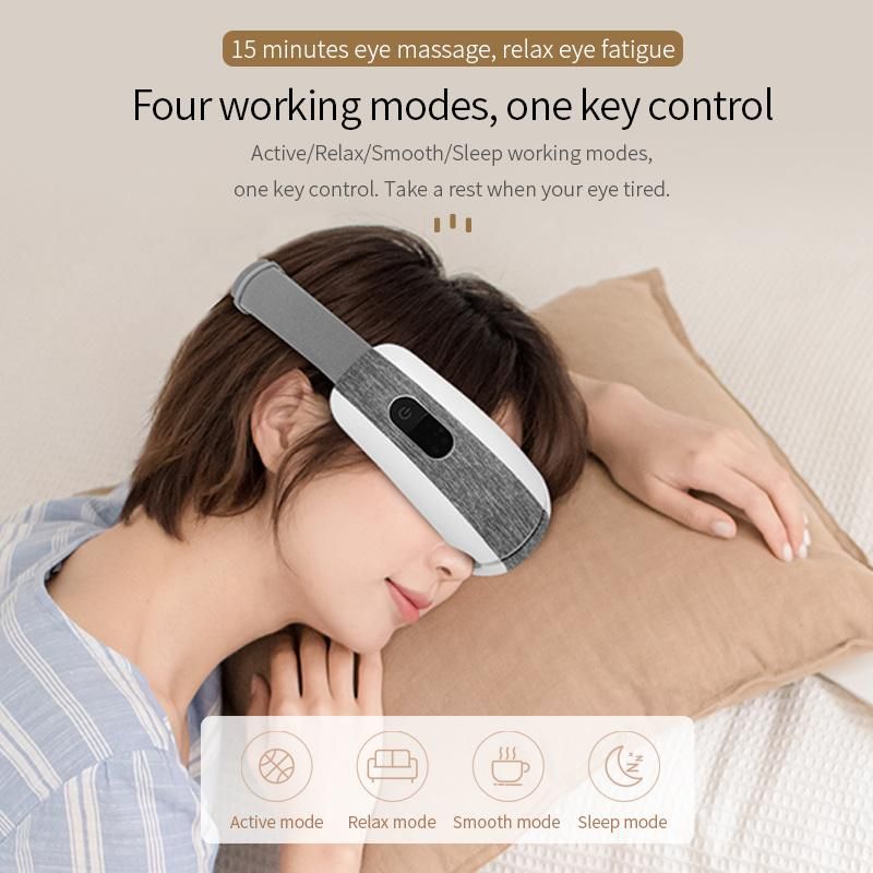 Smart Music Air Pressurerechargeable Wireless Vibrating Eye Massager Eye Training Foldable Massager with Heat Compression