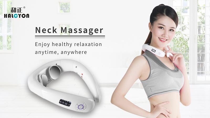 Hezheng Portable Heating Intelligent Electric Neck Massager Smart Cervical Pain Care Therapy Equipment Mini EMS Massage Machine