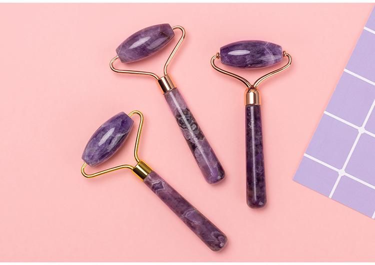 Hot Sale OEM High Quality Natural Amethyst Jade Roller Facial Massager