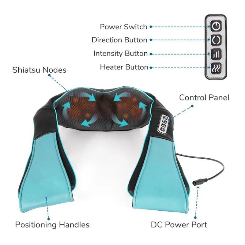 High Quality Heated Shoulder and Shiatsu Heat Back Neck Massager with CE Approval