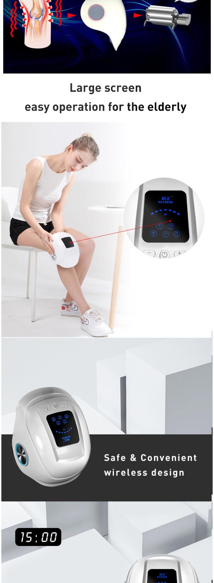 Hezheng Electric Shiatsu Vibration Massage Equipment Arthritis Joint Knee Pain Relief Massager