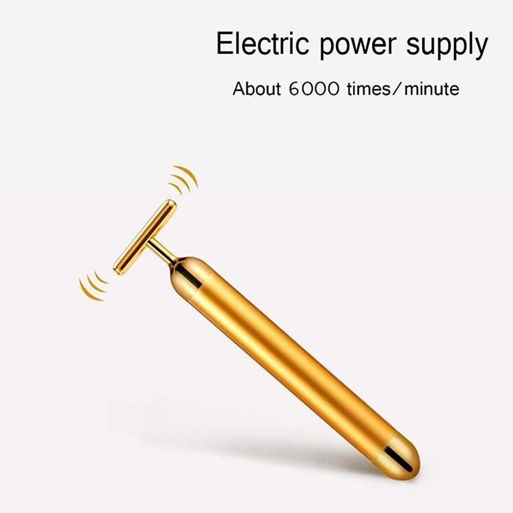 2021 24K Gold Energy Beauty Bar Vibrating Facial Lifting Skin Care T Shape Y Shape Electric Face Massager