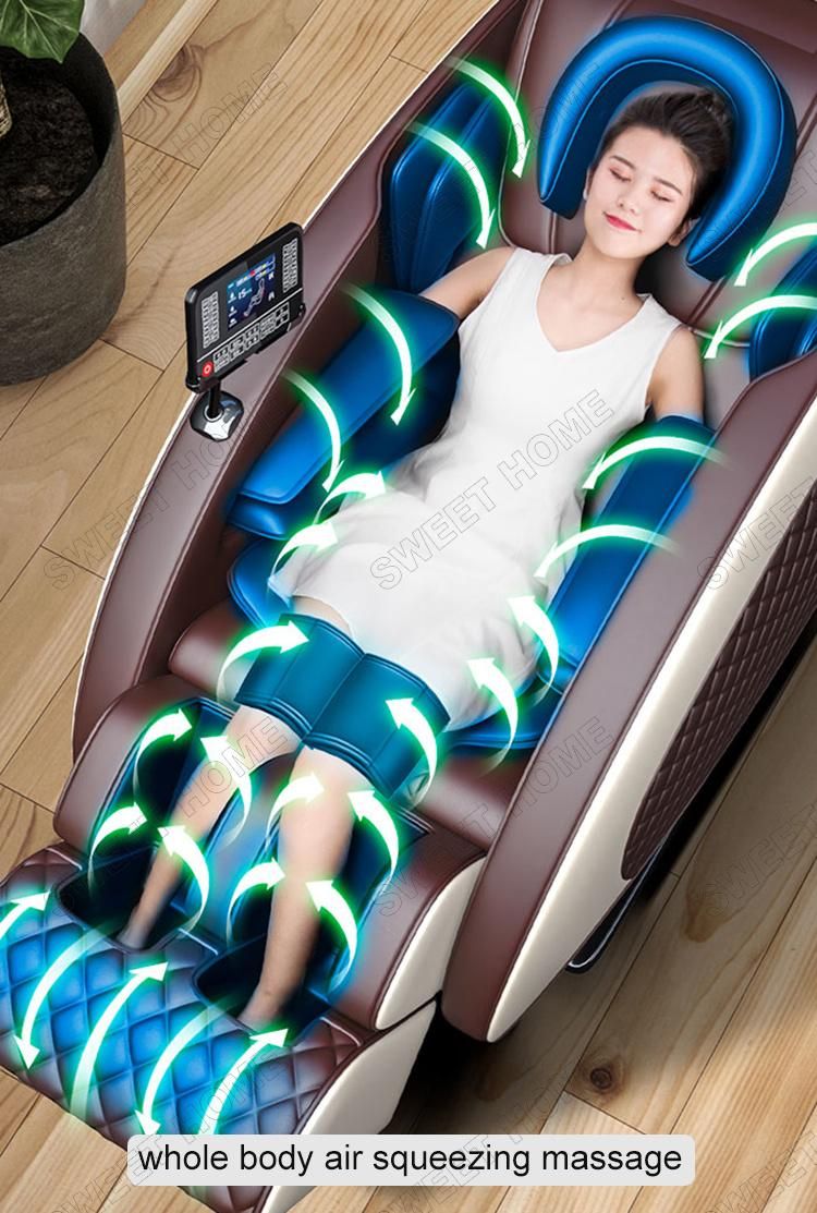 Electric Full Body Egg Shape Chair Massager Vibration Air Squeezing Shiatsu L Track Massage Chair with Bt Speakers